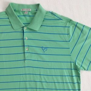 Peter Millar Green and Blue Striped Polo Shirt